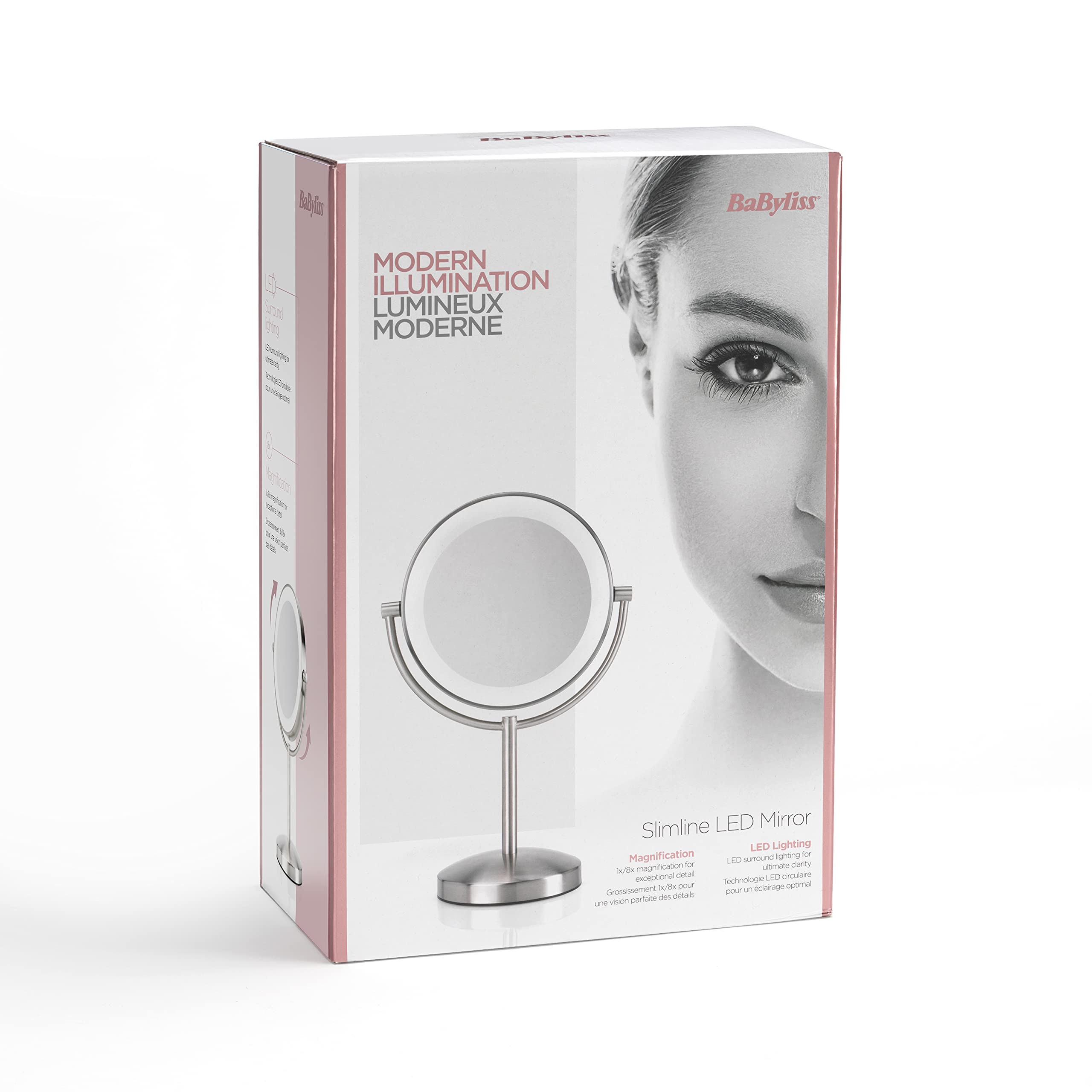 babyliss-slimline-9437e-specchio-led-doppio-1x-e-8x-nichel-spazzolato image 4