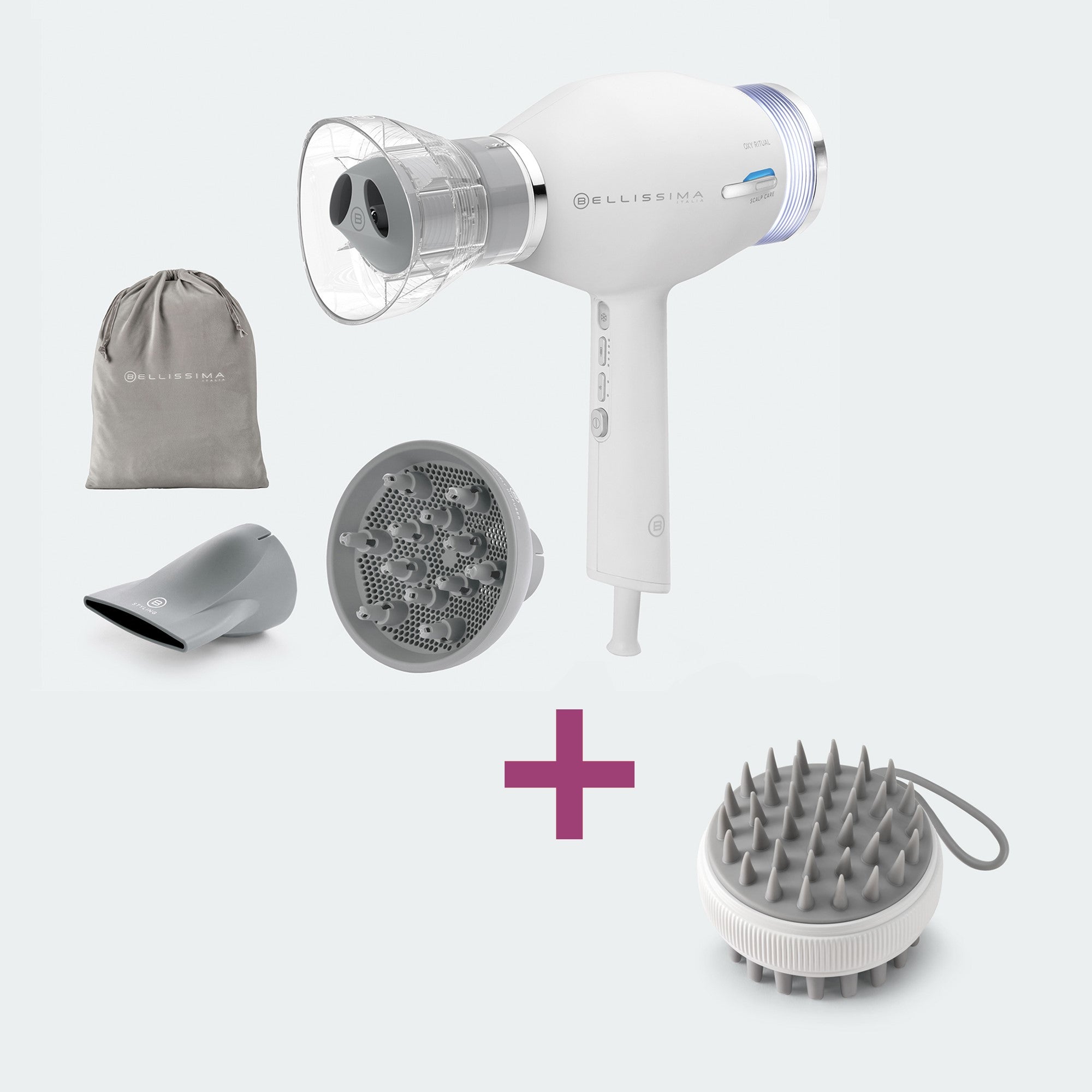 bellissima-oxy-ritual-kit-asciugacapelli-professionale-spazzola-scalp-care image 1